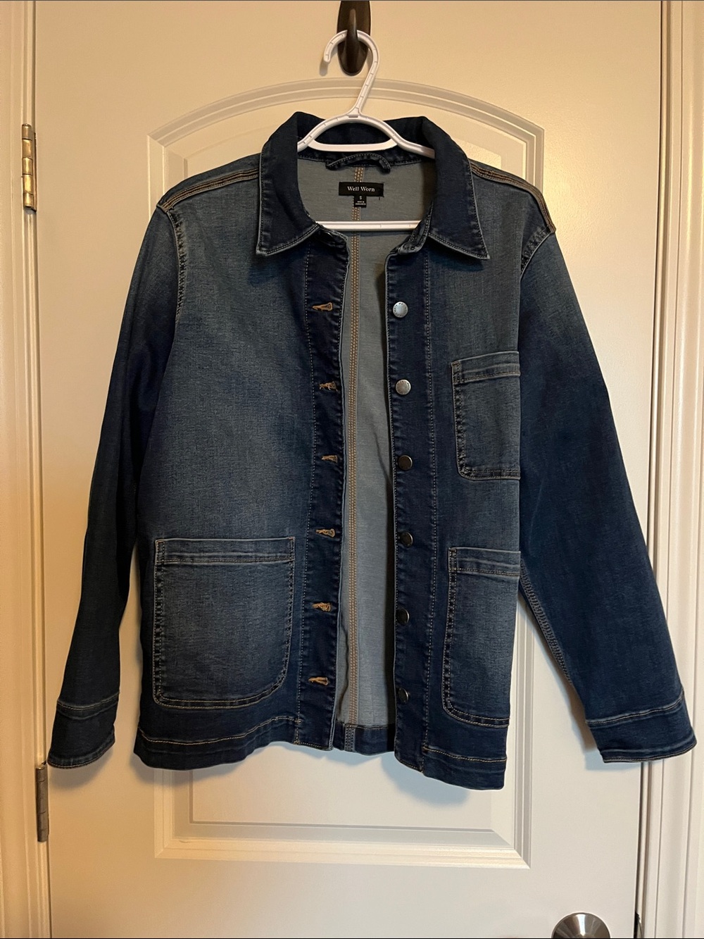 Women’s Two-Tone Dark Blue Denim Jacket S